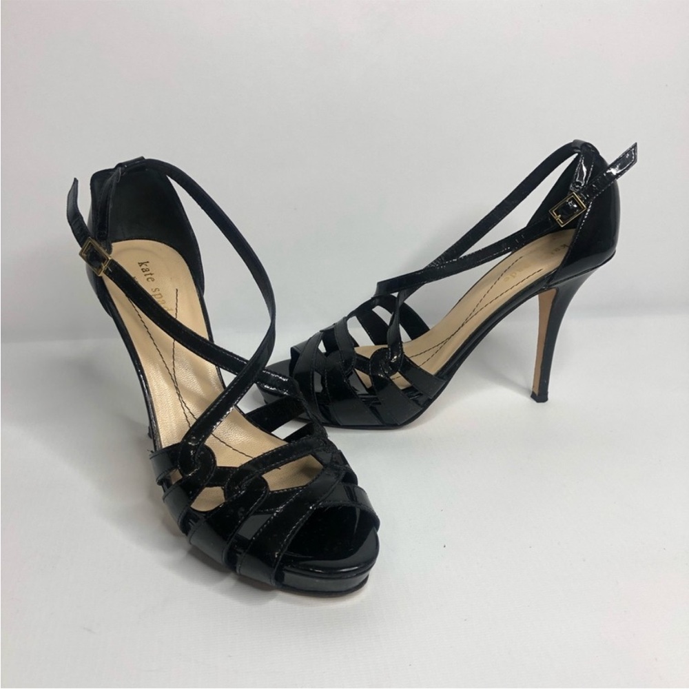 Kate Spade Shoes Black Patent Leather Strappy Heels - Picture 6 of 11